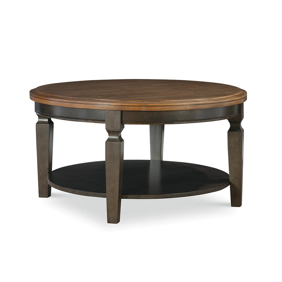 Vista Collection Round Coffee Table in Hickory & Coal