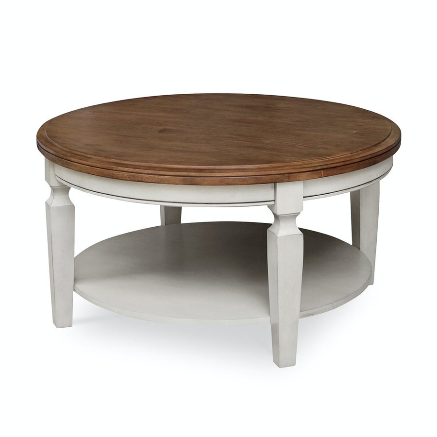 Vista Collection Round Coffee Table in Hickory & Shell