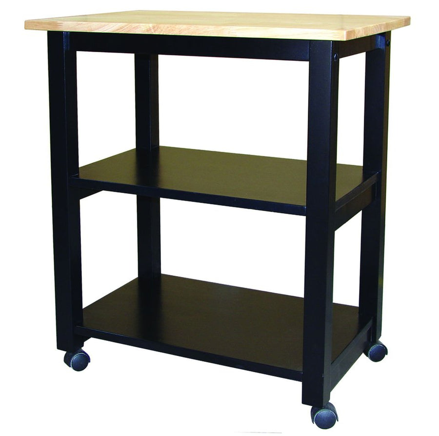 Home Accents - Microwave Cart on Wheels in Black & Natural