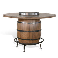 Doe Valley Round Pub Table w/ Wine Barrel Base