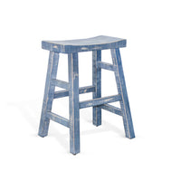 Ocean Blue 24"H Saddle Seat Stool, Wood Seat