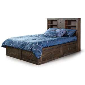 Ranch House Queen Captains Bookcase  Storage Bed